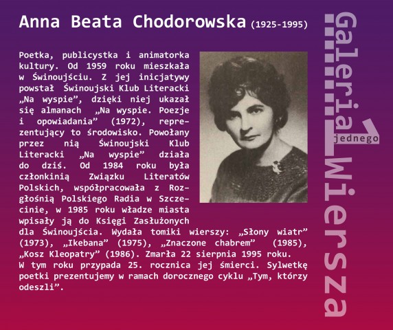 Galeria Jednego Wiersza: Anna Beata Chodorowska - "Sól dni"